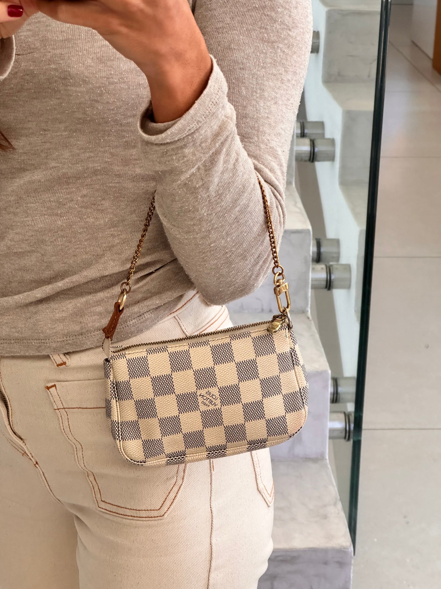 Mini Pochette damier azur